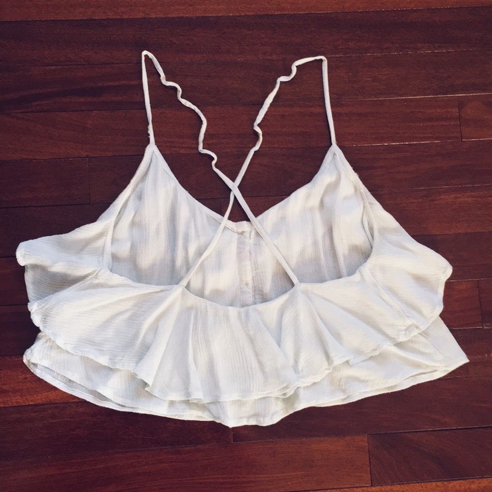 Powder Blue Ruffle Crop Top - Picture 2 of 2